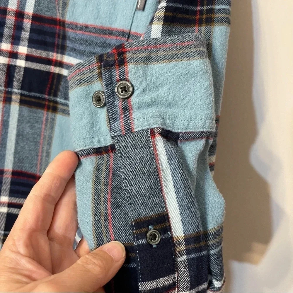 Eddie Bauer Men’s Button Down‎ Flannel Blue Plaid Size XL - Picture 5 of 13